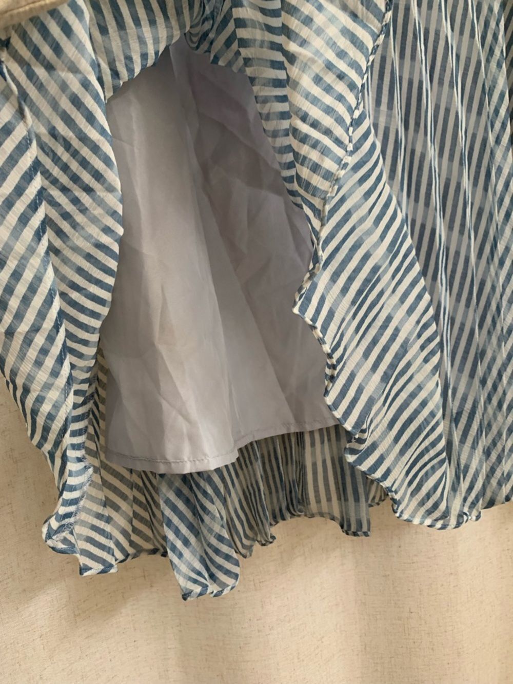 BB Dakota Accordion Striped Blue White A-Line Midi Skirt READ - Picture 4 of 9